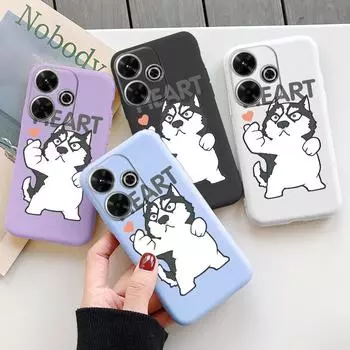 Мягкий силиконовый чехол Husky Dog для Samsung A55 M35 S24 Redmi Note 13 Pro 13C 14 Xiaomi Poco C65 iPhone Huawei Honor 200 Realme Camera Противоударный чехол Samsung Galaxy S9 Plus фиолетовый