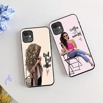 Мягкий силиконовый чехол из ТПУ для телефона Samsung Galaxy A50 A30 S20 S21 Plus IPhone Xiaomi Redmi Note 9S Huawei Fashion Girl Pattern Case Cover iPhone 5/5S/SE