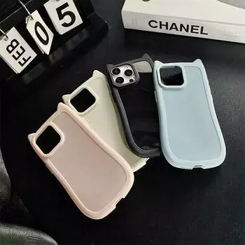 Мягкий силиконовый чехол из ТПУ с мультяшными кошачьими ушками для iPhone 15 Pro Max 14 Plus 13 12 11 Pro, универсальный защитный чехол от падения iPhone 15 Pro Max белый
