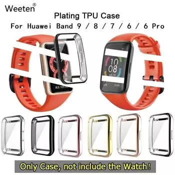 Мягкий силиконовый чехол из ТПУ с полным покрытием для часов Huawei Band 9/8 6/Honor Band 7 6 NFC браслет-браслет Защитная крышка Защитная пленка для экрана For Huawei Band 8 чистый