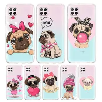 Мягкий силиконовый чехол из ТПУ с рисунком милой собаки Мопса для Huawei P50 P40 P30 P20 Pro P10 P9 P8 Lite E Plus 2019, чехол для телефона P8 Lite 2016