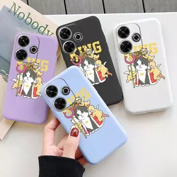 Мягкий силиконовый чехол King Cat для Samsung A55 M35 S24 Xiaomi Redmi Note 13 Pro 13C 14T Poco C65 iPhone 15 Huawei Honor 200 Lite Realme противоударный чехол Samsung Galaxy S9 Plus фиолетовый