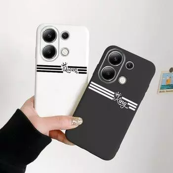 Мягкий силиконовый чехол King Queen для Xiaomi Redmi Note 13 14T 15 Samsung A55 A35 S24 FE S25 iPhone Huawei Honor Realme Camera Защитный противоударный чехол Samsung Galaxy S9 Plus