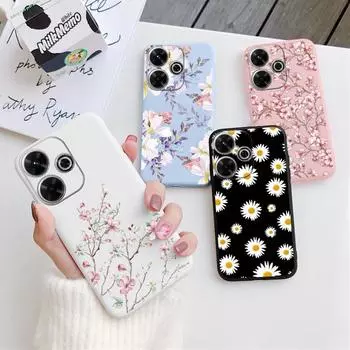 Мягкий силиконовый чехол Little Daisy Flower для Xiaomi Redmi Note 13 Pro 13C Samsung A35 A55 M35 M34 iPhone Huawei Honor Camera Защитный противоударный чехол Samsung Galaxy S20 синий