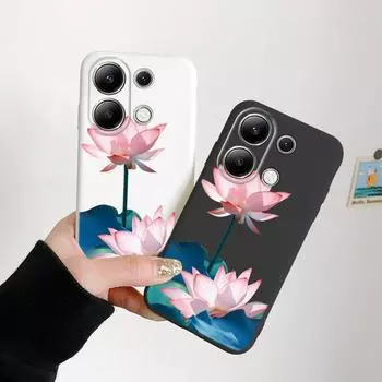 Мягкий силиконовый чехол Lotus Flower для Xiaomi Redmi Note 13 Pro 14C Samsung A55 M35 S24 FE iPhone Huawei Honor Realme Camera Защитный противоударный чехол Samsung Galaxy S9 Plus