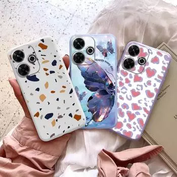 Мягкий силиконовый чехол Love Butterfly для Xiaomi Redmi Note 13 Pro 13C 14T 15 Poco Samsung A55 A35 M35 S24 Huawei Honor 200 iPhone Realme противоударный чехол Samsung Galaxy S9 Plus фиолетовый