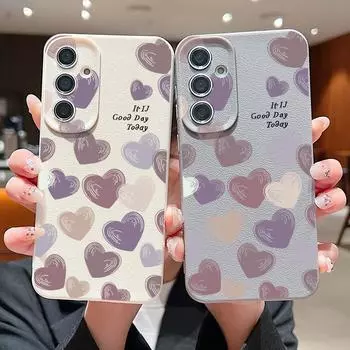 Мягкий силиконовый чехол Love Hearts для Samsung S24 S22 Ultra Plus S23 S21 S20 Fe A55 A54 A53 A52 A35 A15 A16, противоударный однотонный матовый чехол Samsung S24 FE чёрный