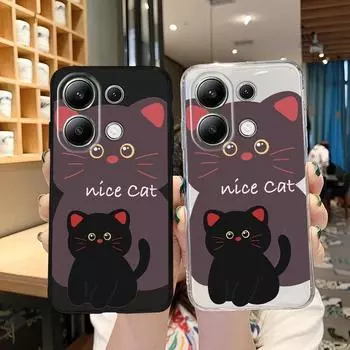 Мягкий силиконовый чехол Lovely Cat для Xiaomi Redmi Note 13 Pro 14C 15 Samsung A55 S24 FE S25 iPhone Huawei Honor Realme Camera Защитный противоударный чехол Samsung Galaxy S9 Plus