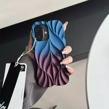 Мягкий силиконовый чехол Luxury Gradient Spray 3D Leaf для iPhone 16 Pro Max 15 14 Plus iPhone 13 All-Inclusive для защиты от падения iPhone 16 Pro Max белый