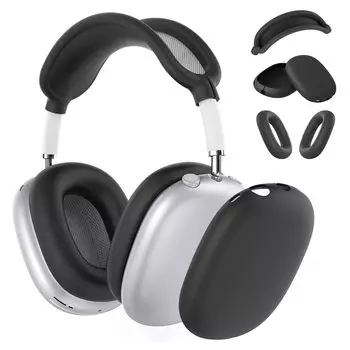 Мягкий силиконовый чехол Micscrew для AirPods Max Полный комплект Легкий защитный чехол Черный (Амбушюры/Чашки для ушей/Оголовье) Против царапин