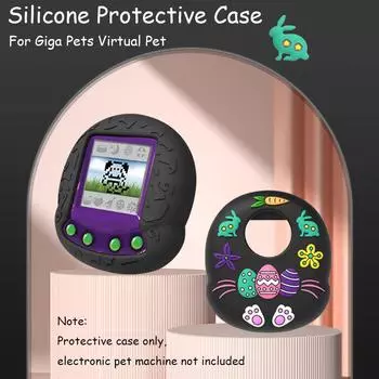 Мягкий силиконовый чехол, противоударный защитный чехол, устойчивый к царапинам, милый 3D-мультяшный узор для Giga Pets Virtual Pet чёрный
