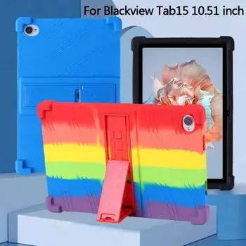 Мягкий силиконовый чехол с 4 утолщенными уголками с подставкой для Blackview Tab 15 Pro, чехол 10,5 дюйма, противоударный защитный чехол для планшета Blackview Tab 15 красный