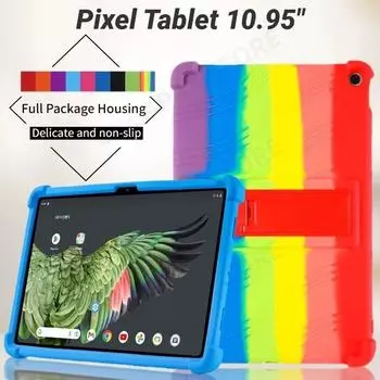Мягкий силиконовый чехол с 4 утолщенными уголками и подставкой для планшета Google Pixel, чехол 10,95 дюйма, противоударный защитный чехол для детей Pixel Tablet 10.95 красный