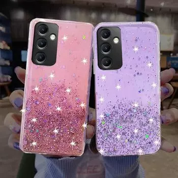 Мягкий силиконовый чехол с блестками и блестками для Samsung Galaxy A05 A25 A04S A14 A24 A34 A54 A23 A33 A53 A73 M14 M54 S21 S22 S23 Ultra Plus FE, чехол For Samsung S23 Ultra чёрный