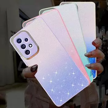 Мягкий силиконовый чехол с блестящим градиентом для Samsung Galaxy S22 Ultra S21 Plus S20 A13 A23 A33 A53 A73 A32 A12 A51 A71, защитный чехол для объектива с блестками Samsung Galaxy M32 5G чёрный