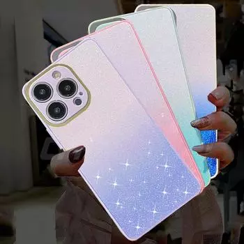 Мягкий силиконовый чехол с блестящим градиентом для iPhone 15 14 13 12 11 Pro Max X XR XS Max 7 8 15 Plus, блестящие линзы, защита камеры, задняя крышка из ТПУ For iPhone 15 розы красного