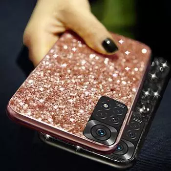 Мягкий силиконовый чехол с блестящим покрытием для Xiaomi 12T Redmi 13C Note 13 12 11S 10S 9 9S 10 11 Pro 4G 5G Poco X3 NFC X5 X6 5G M6 Pro, задняя крышка для телефона Redmi 13C чёрный