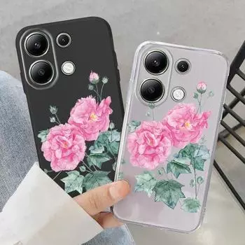 Мягкий силиконовый чехол с цветами для Samsung A55 A35 M35 S24 Xiaomi Redmi Note 13 Pro 14 Poco C65 iPhone 15 Huawei Honor 200 Realme 9 Camera Противоударный чехол Samsung Galaxy S9 Plus