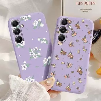 Мягкий силиконовый чехол с цветами для Xiaomi Redmi Note 13 Pro 13C Poco C65 Samsung A35 A55 M35 Huawei Honor 200 iPhone 15 защитный противоударный чехол для камеры Samsung Galaxy S20