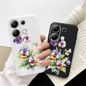 Мягкий силиконовый чехол с цветами для Xiaomi Redmi Note 13 Pro 13C 14 Samsung A55 A35 A34 M35 S24 iPhone Huawei Honor 200 90 70 X7 Realme 9 противоударный чехол Samsung Galaxy S9 Plus