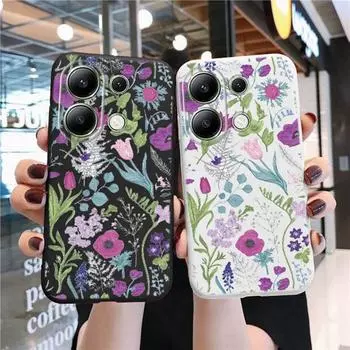Мягкий силиконовый чехол с цветами для Xiaomi Redmi Note 13 Pro 13C 14 12 Samsung A55 A35 M35 S24 iPhone Huawei Honor 200 90 X7 Realme 9 Pro+ противоударный чехол Samsung Galaxy S9 Plus