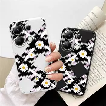 Мягкий силиконовый чехол с цветами маргаритки для Xiaomi Redmi Note 13 Pro 14C Samsung A55 M35 S24 FE iPhone Huawei Honor Realme Camera Защитный противоударный чехол Samsung Galaxy S9 Plus