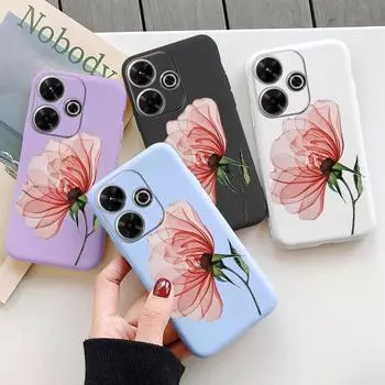 Мягкий силиконовый чехол с цветком для Redmi Note 13 Pro 13C 14 Poco C65 Samsung A55 M35 S24 Xiaomi iPhone 15 Huawei Honor 200 Realme 9 Camera Противоударный чехол Samsung Galaxy S9 Plus фиолетовый