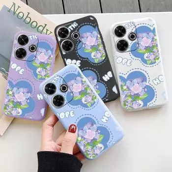Мягкий силиконовый чехол с цветком для Samsung A55 A35 M35 S24 Xiaomi Redmi Note 13 Pro 14 Poco C65 iPhone Huawei Honor 200 90 Realme Camera Противоударный чехол Samsung Galaxy S9 Plus фиолетовый