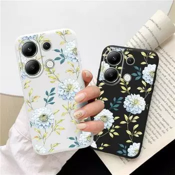 Мягкий силиконовый чехол с цветком для Samsung A55 A35 A34 M35 S24 Xiaomi Redmi Note 13 Pro 13C 14 iPhone 15 Huawei Honor 200 90 70 Realme 8 9 противоударный чехол Samsung Galaxy S9 Plus