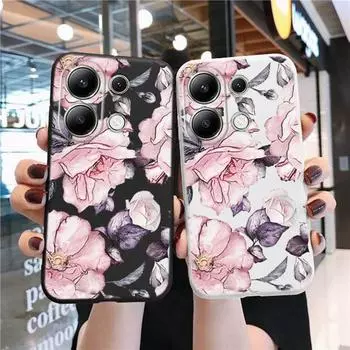 Мягкий силиконовый чехол с цветком для Samsung A55 A35 A34 M35 S24 Xiaomi Redmi Note 13 Pro 13C 14 iPhone 15 Huawei Honor 200 90 70 Realme 8 9 противоударный чехол Samsung Galaxy S9 Plus