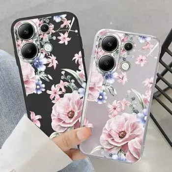 Мягкий силиконовый чехол с цветком для Xiaomi Redmi Note 13 Pro 13C 14 Samsung A55 A35 A34 M35 S24 iPhone Huawei Honor 200 90 70 X7 Realme 9 противоударный чехол Samsung Galaxy S9 Plus