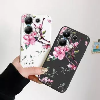 Мягкий силиконовый чехол с цветком для Xiaomi Redmi Note 13 Pro 13C 14 Samsung A55 A35 A34 M35 S24 iPhone 15 Huawei Honor 200 90 70 Realme 8 9 противоударный чехол Samsung Galaxy S9 Plus
