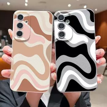 Мягкий силиконовый чехол с цветной волнистой полосой для Samsung S24 S22 Ultra Plus S23 S21 S20 Fe A55 A54 A53 A52 A35 A34 A15 A16, однотонный противоударный чехол на заднюю панель Samsung S24 FE чёрный