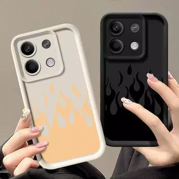 Мягкий силиконовый чехол с цветным рисунком пламени для Xiaomi 14t 13t Poco X6 X5 F6 Pro Redmi Note 14 13 12 11 10 Pro, однотонная защитная крышка для объектива Xiaomi 14T чёрный
