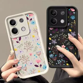 Мягкий силиконовый чехол с цветочным принтом для Xiaomi 14t 13t Poco X6 X5 F6 Pro Redmi Note 14 13 12 11 10 Pro, ударопрочный однотонный защитный чехол для объектива Xiaomi 14T чёрный