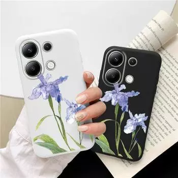 Мягкий силиконовый чехол с цветочным узором для Samsung A55 S24 Xiaomi Redmi Note 13 Pro 13C iPhone 15 Huawei Honor Realme Camera Защитный противоударный чехол Samsung Galaxy S9 Plus