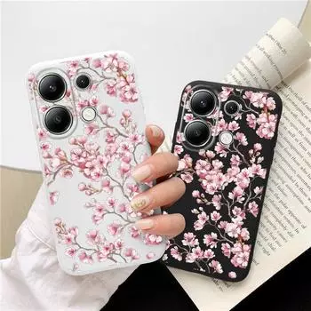 Мягкий силиконовый чехол с цветочным узором для Xiaomi Redmi Note 13 Pro 13C Samsung A55 S24 iPhone 15 Huawei Honor Realme Camera Защитный противоударный чехол Samsung Galaxy S9 Plus