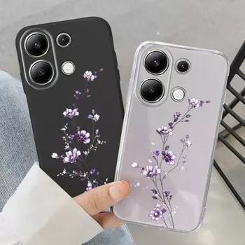 Мягкий силиконовый чехол с цветочным узором для Xiaomi Redmi Note 13 Pro 13C Samsung A55 S24 iPhone 15 Huawei Honor Realme Camera Защитный противоударный чехол Samsung Galaxy S9 Plus