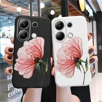 Мягкий силиконовый чехол с цветочным узором для Samsung A55 S24 Xiaomi Redmi Note 13 Pro 13C iPhone 15 Huawei Honor Realme Camera Защитный противоударный чехол Samsung Galaxy S9 Plus