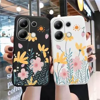 Мягкий силиконовый чехол с цветочным узором для Samsung A55 S24 Xiaomi Redmi Note 13 Pro 13C iPhone 15 Huawei Honor Realme Camera Защитный противоударный чехол Samsung Galaxy S9 Plus