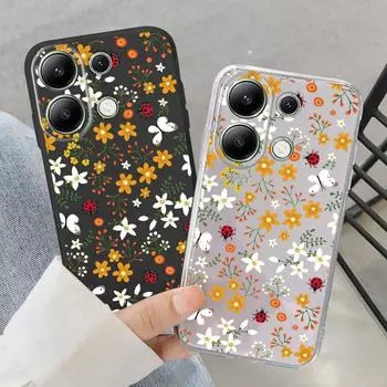 Мягкий силиконовый чехол с цветочным узором для Samsung A55 M35 S24 Xiaomi Redmi Note 13 Pro 13C iPhone Huawei Honor Realme Camera Защитный противоударный чехол Samsung Galaxy S9 Plus