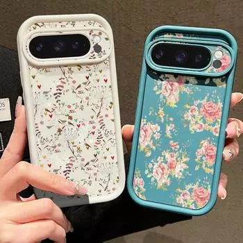 Мягкий силиконовый чехол с цветочным узором для Google Pixel 9 8 Pro Xl 8a, противоударный матовый защитный чехол для линз от падения Google Pixel 9 чёрный