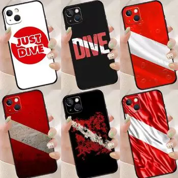 Мягкий силиконовый чехол с флагом для дайвинга и дайвинга для iPhone 13 12 11 Pro Max X XR XS Max 6 7 8 Plus SE2 12 Mini Case iphone 5 5S