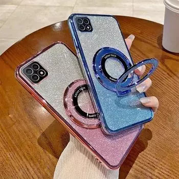 Мягкий силиконовый чехол с градиентом цвета и блестками для OPPO Find X7 Ultra X6 Pro X5 X3 Lite X2 NEO с гальваническим магнитным присоской, мягкий чехол из ТПУ For OPPO Find X7 фиолетовый