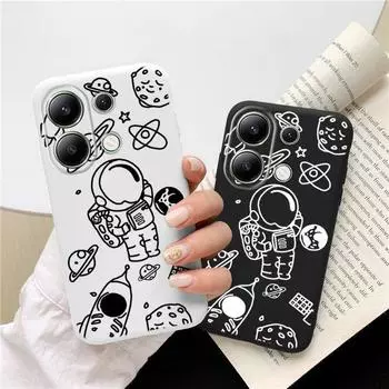 Мягкий силиконовый чехол с изображением астронавта для Xiaomi Redmi Note 13 Pro Samsung A55 S24 iPhone Huawei Honor Realme Camera Защитный противоударный чехол Samsung Galaxy S9 Plus