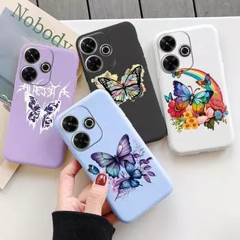 Мягкий силиконовый чехол с изображением бабочки для iPhone Xiaomi Redmi Note 13 14C Samsung A55 A35 M35 S24 FE S25 Huawei Honor Camera Защитный противоударный чехол Samsung Galaxy S9 Plus фиолетовый
