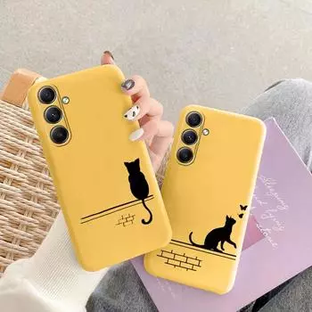 Мягкий силиконовый чехол с изображением кота и животного для Xiaomi Redmi Note 13 Pro 13C Poco M6 Pro Samsung A35 A55 A34 Huawei Honor Realme Camera Защитный противоударный чехол Samsung Galaxy S21 5G