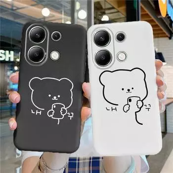 Мягкий силиконовый чехол с изображением медведя из мультфильма для Xiaomi Redmi Note 13Pro 14C Samsung A55 S24 FE S25 A16 iPhone 15 Huawei Honor Realme, противоударный чехол для телефона Samsung Galaxy S9 Plus чёрный