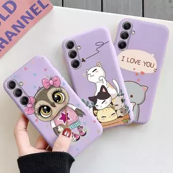 Мягкий силиконовый чехол с изображением мультяшного кота для Xiaomi Redmi Note 13 Pro 13C Poco C65 Samsung A35 A55 M35 Huawei Honor 200 iPhone Camera Защитный противоударный чехол Samsung Galaxy S20