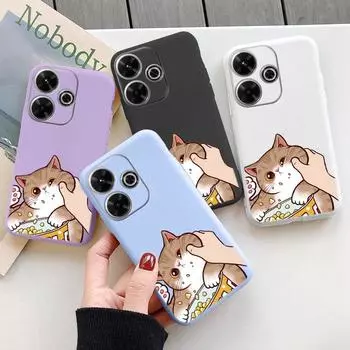 Мягкий силиконовый чехол с изображением мультяшного кота для Samsung A55 M35 S24 Xiaomi Redmi Note 13 Pro 13C 14 Poco C65 iPhone Huawei Honor 200 Realme Camera Противоударный чехол Samsung Galaxy S9 Plus фиолетовый